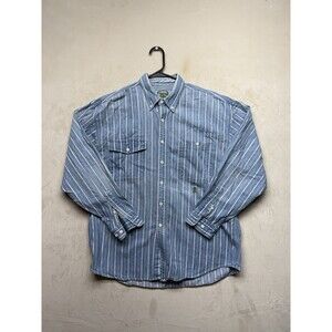 Siegfried Men's L Vintage Academia Striped Cotton Button-Up Shirt Long Sleeve